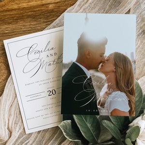 Minimal Fotoeinladung + GRATIS Umschläge, Moderne Hochzeitseinladung, Foto Hochzeitseinladung, Boho Hochzeitseinladung #CCL
