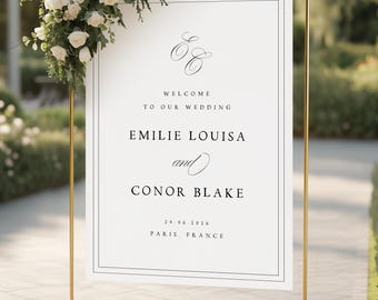 Wedding Welcome Sign Template, Welcome To Our Wedding Sign, Wedding Decor, Wedding Signage, Wedding Decorations, Digital Download, EMILIE