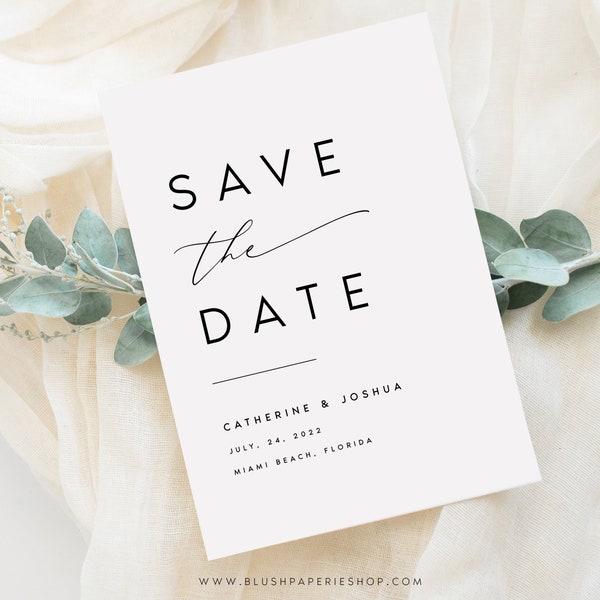 Modern Minimal Save the Date Editable Template, Printable Save The Date, Save Our Date, Date Announcement Templett, Instant Download, #KATE