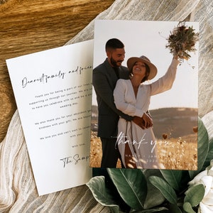 Hochzeit Dankeskarte, Hochzeitsfoto Dankeskarte, Boho Hochzeit Dankeskarte, moderne minimalistische Hochzeit, bearbeitbare Vorlage, #NNC