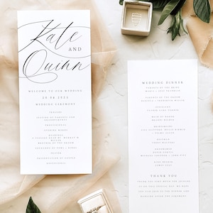 PRINTED + SHIPPED Modern Wedding Program, Minimalist Order of Service, Ceremony Program Card, Bestseller, High Quality Textured Paper, #QIN