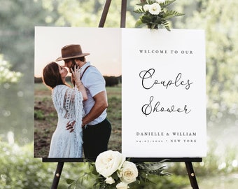 Couples Shower Welcome Sign Template, Photo Wedding Shower Decor (Digital Download)