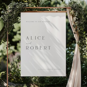 Minimalist Wedding Welcome Sign Template, Modern Welcome Wedding Sign, Editable Wedding Signage, Printable, Templett INSTANT Download, #ALC