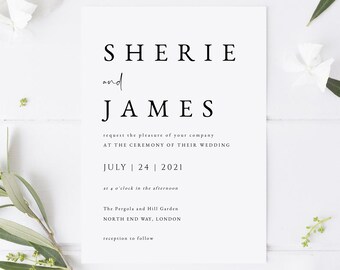 Modern Wedding Invitation Template, Minimalist, 100% Editable Template, INSTANT Download, Invite, Printable, DIY, Simple, Templett, #SHERIE