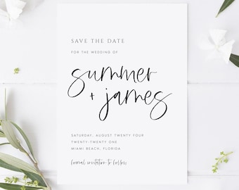 Modern Save the Date Template, Printable Minimalist Save The Date, Editable Save Our Date, Instant Download, Instant Download, #SMMR