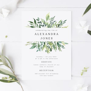 Convite para cerimônia de homenagem com tema verde, modelo para imprimir (download digital) ALXD