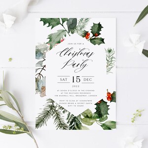 Christmas Invitation Template, Winter Dinner Invitation Template, Christmas Party Invite, Fully Editable, Instant Download, TEMPLETT, ELLA image 3