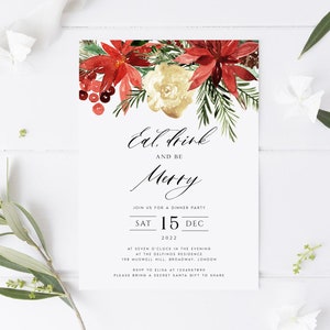 Christmas Invitation Template, Winter Dinner Invitation Template, Christmas Party Invite, Fully Editable, Instant Download TEMPLETT, AMELIA image 2