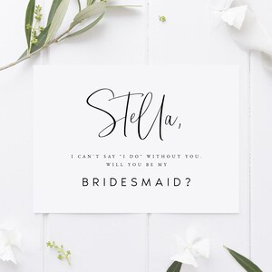 Modern Bridesmaid Proposal Card, Printable Will You Be My Bridesmaid Card Template, Maid Of Honor Proposal, Minimalist Bridesmaid Card image 2