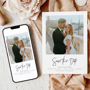 Photo Save the Date Invitation, Minimalist Save the Date, Minimal Save the Date, Boho Save the Date Cards, Editable Template, #JLIA