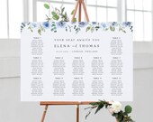 Floral Wedding Seating Chart Template, Dusty Blue (Digital Download) ELENA