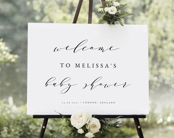 Baby Shower Welcome Sign PRINTABLE, Welcome Sign Template, Baby Shower Printable Sign, Calligraphy Editable Instant Download, #MELIS