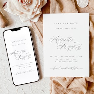 Wedding Save the Date  Invitation Template, Minimalist, Printable Save the Dates, DIY Date Announcement Templett, Instant Download, #ANTN