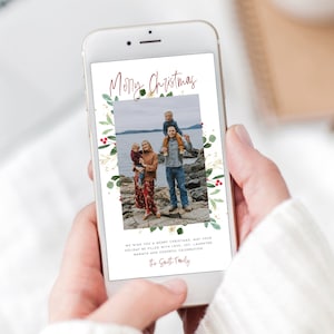 Cartão de Natal digital, modelo eletrônico de saudação de Feliz Natal, download instantâneo, smartphone, mensagem de texto, edite com TEMPLETT, #SMITH