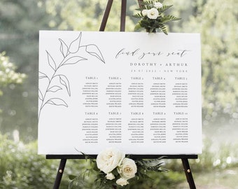 Botanical Seating Chart Template, Minimalist Editable Seating Plan, Templett Instant Download, Wedding Seating Chart, Seating Plan, #DOROTHY