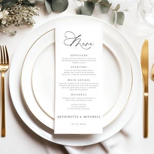 Wedding Menu Template Download, Wedding Menu Cards, Menu Template, Wedding Menus, Minimalist, Modern, Dinner Menu, Instant Download, #ANTN