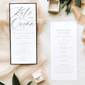 PRINTED + SHIPPED Modern Wedding Program, Minimalist Order of Service, Ceremony Program Card, Bestseller, High Quality Textured Paper, #QIN