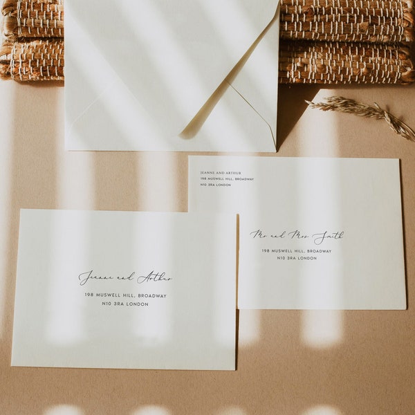 Envelope Address Template, Printable Wedding Envelope Template, Guest & RSVP Addressing, Modern Calligraphy, Instant Download, Editable