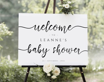 Baby Shower Welcome Sign PRINTABLE, Welcome Sign Template, Baby Shower Printable Sign, Landscape, Calligraphy Editable Instant Download