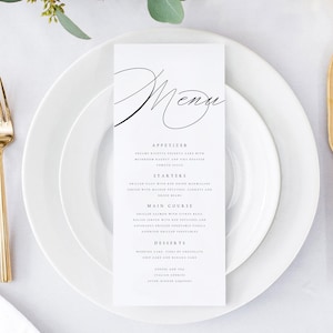 DRUKOWANE Menu weselne, Karty menu weselnego, Minimalistyczne menu weselne, Menu obiadowe, Drukowane artykuły piśmiennicze weselne, Teksturowany matowy papier, #NTHA