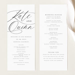 PRINTED + SHIPPED Modern Wedding Program, Minimalist Order of Service, Ceremony Program Card, Bestseller, High Quality Textured Paper, #QIN