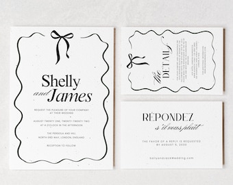 Printed Wedding Invitations: Minimalist Bow Design, Free Envelopes - SALLY