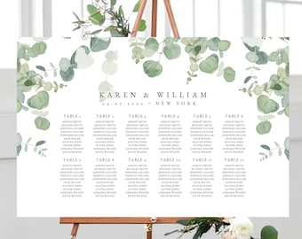 INSTANT DOWNLOAD Ethereal Wave Wedding Seating ChartTemplate Beach Wedding Seating Chart Sign DIY Fully Editable Printable Templett V02