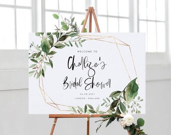 Greenery Bridal Shower Welcome Sign, Printable Boho Welcome Poster Template, Rustic Bridal Shower Decor, Instant Download TEMPLETT #CHARLIZE