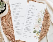 Wildflower Program Template: Floral Wedding Program, Wedding Day Timeline, Order of Service, Boho Floral (Digital Download, Canva) - ANGELA