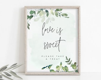 Wedding Love Is Sweet Sign Template, Foliage Wedding Sign Template, Greenery Wedding Signs, Digital Download Wedding Decor, Templett, #JNNFR