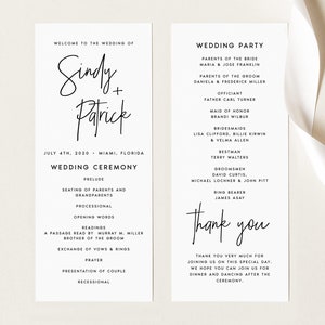 DRUCK + VERSAND: Modernes Hochzeitsprogramm, minimalistische Ordnung im Service, Zeremonieprogramm, Bestseller, hochwertiges Strukturpapier, #SNDY