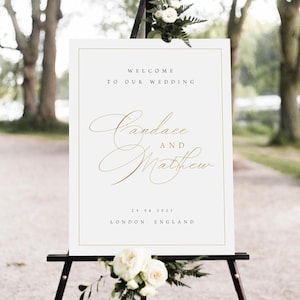 Minimalist Wedding Welcome Sign Template, Welcome to Our Wedding Sign, Editable Signage, Gold, Printable, Templett INSTANT Download, #CNDC