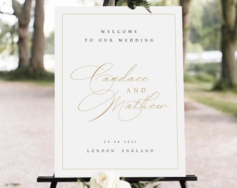 Elegant Wedding Welcome Sign Template, Welcome to Our Wedding Sign, Editable Signage, Gold, Printable, Templett INSTANT Download, #CNDC