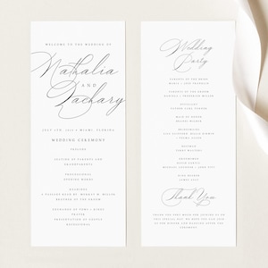 Elegante Hochzeitsprogramm Vorlage, Minimalistische Skript Reihenfolge des Service, druckbare Zeremonie Programm Karte, sofortiger Download, bearbeitbarer Text #NTHA