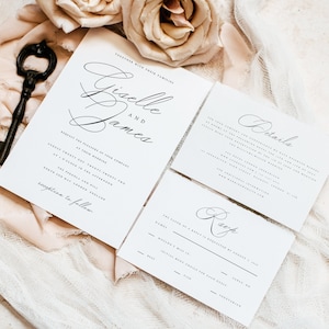 Wedding Invitation Black & White Invitation Template, Traditional Modern Classic Wedding Invitation Set, Edit with Templett, #GSLL