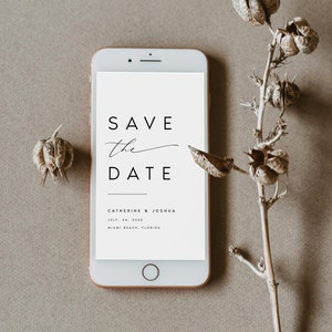 Electronic Save the Date Template, Minimalist Digital Save the Date, Modern Save the Date, Electronic Invitations, Instant Download, #KATE