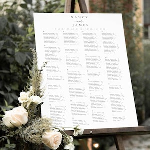 Minimalist Wedding Seating Chart Template INSTANT DOWNLOAD Modern Simple Wedding Plan Sign, Printable Find Your Seat Sign Editable, #NNC
