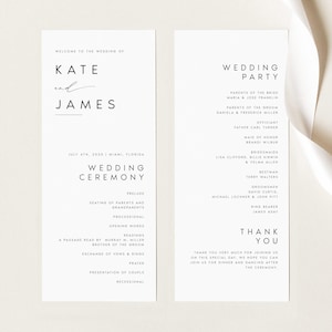 Programmi di matrimonio stampati, Ordine del servizio minimalista, Programma della cerimonia cattolica, Articoli di cancelleria per matrimoni più venduti, Carta testurizzata, #KATE