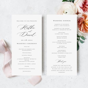Hochzeitsprogrammvorlage, elegante Ordnung des Service, druckbares Zeremonieprogramm, minimalistisch, sofortiger Download, 100% veränderbarer Text, #HEATH