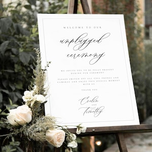 Minimalistische Unplugged ceremonie bruiloft teken sjabloon, modern Unplugged ceremonie teken, elegant bruiloft teken, bewerkbare instant download, #EVL