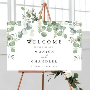 Eucalyptus Wedding Welcome Sign, Minimalist Wedding Sign, Greenery Wedding Welcome Sign, Foliage Wedding Signs, Large Wedding Sign, #GRN638