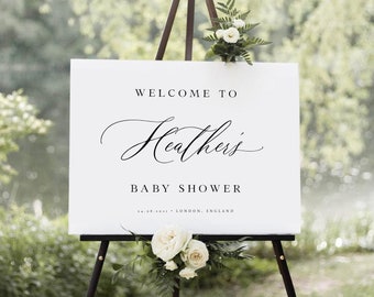 Baby Shower Welcome Sign PRINTABLE, Welcome Sign Template, Baby Shower Printable Sign, Calligraphy, Editable, Instant Download, #HEATH