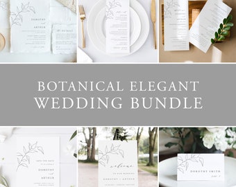 Botanical Fine Art Wedding Bundle, Invitation Set, Minimalist Wedding Invitation Set, Editable Template, Instant Download, Templett #DOROTHY