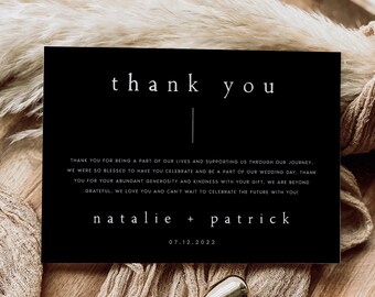 Minimalist Thank You Card Template, Modern Flat Thank You Card, Script Thank You, Fully Editable, DIY, Instant Download, Templett, #NTLIE