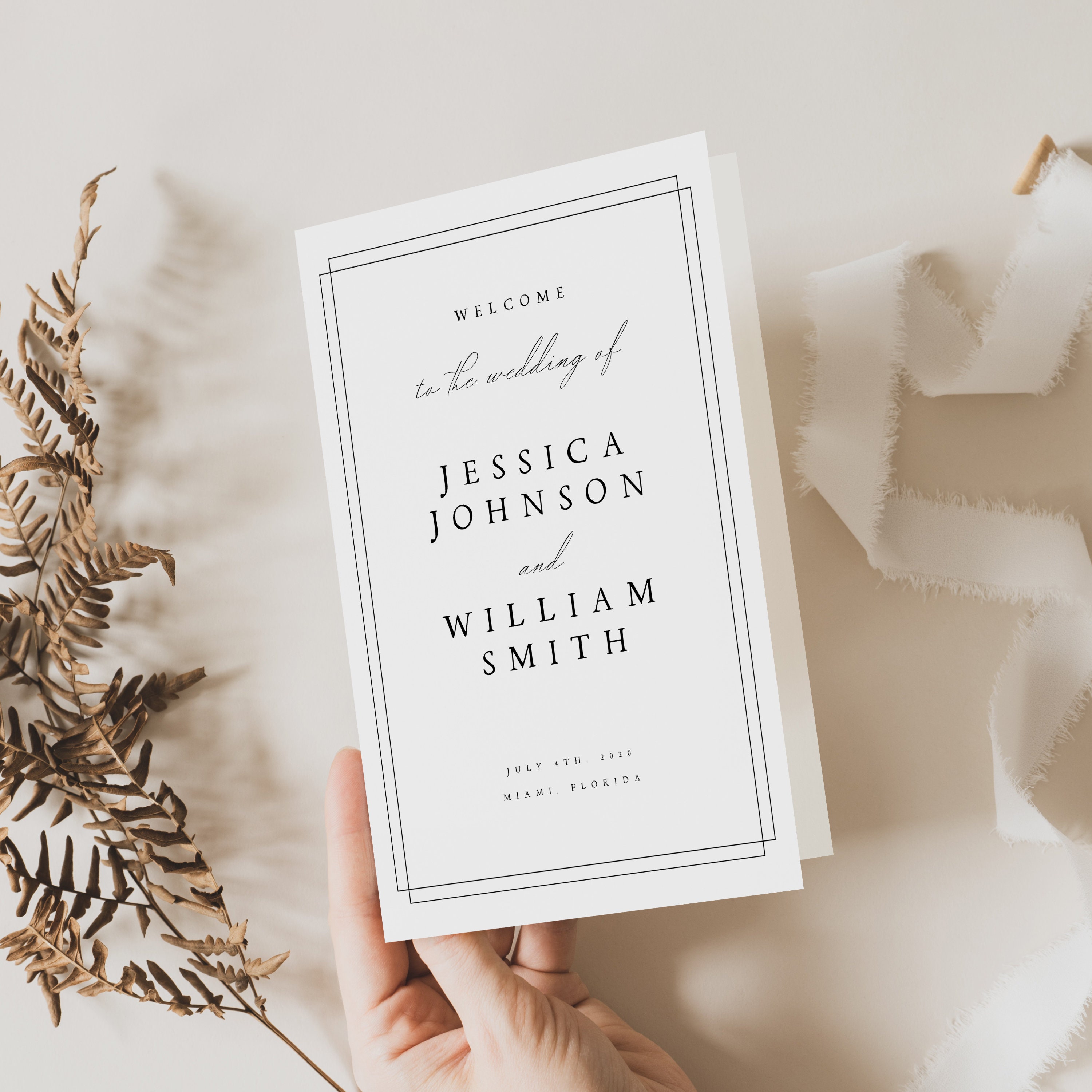 Wedding Program Template Download, Catholic Wedding Programs, Wedding Ceremony Program, Order of Service, Printable, Templett, #JSSC