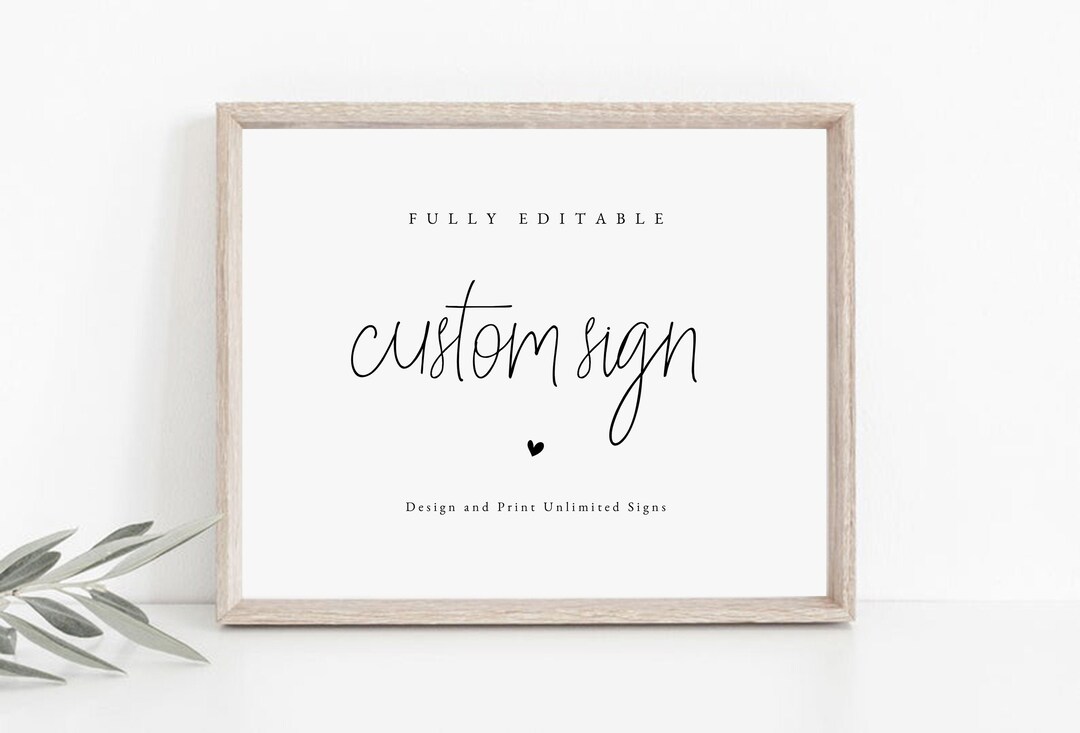 Minimalist Custom Sign Template Simple Modern Wedding or - Etsy