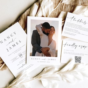IMPRIMÉ + EXPÉDIÉ Faire-part de mariage photo moderne, faire-part de mariage avec photo, faire-part de mariage élégant et minimaliste avec enveloppes gratuites #NNC