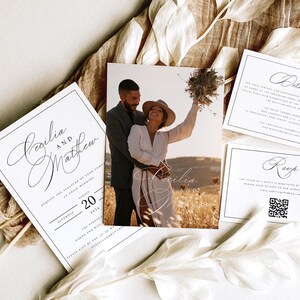 Photo Wedding Invitation Template, Wedding Invite Templates, Wedding RSVP Cards, Wedding Details Card, Elegant Wedding Suite Bundle, #CCL