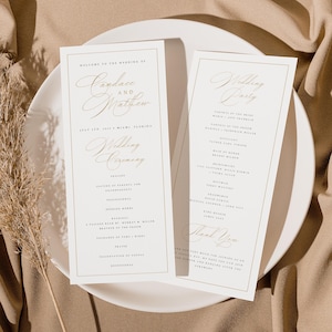 Plantilla de programa de boda, programa del día de la boda, programa de boda dorado, cronograma de programa de boda clásico, plantilla Templett, editable, #CNDC