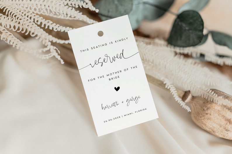 Modern Reserved for Brides Mother Tag Template, Minimalist, Printable, Reserved Sign, Editable, Digital Download, INSTANT Download, HARTH image 3